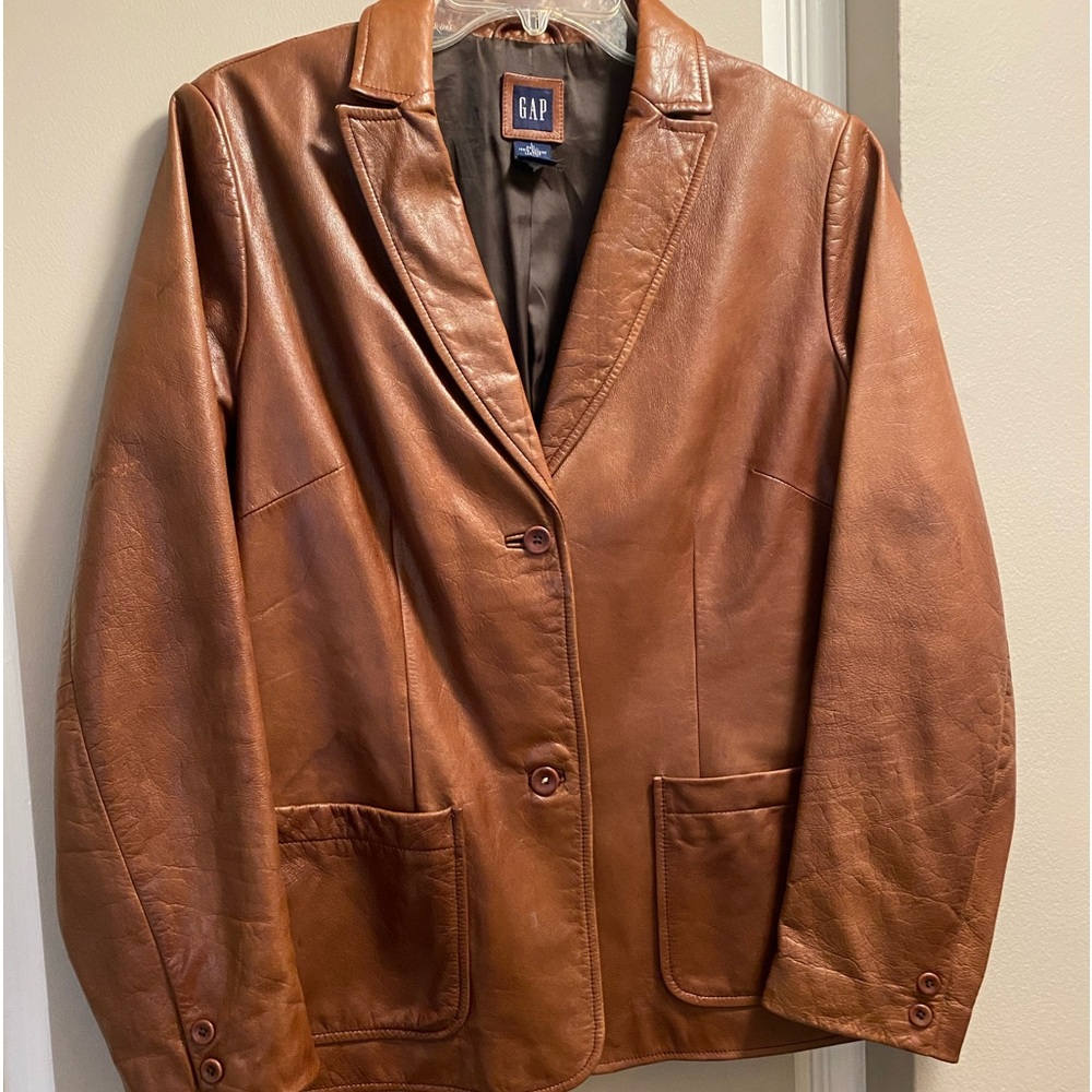 Vintage Gap Brand Leather Blazer Size Large